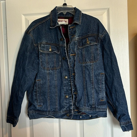 Wrangler Rugged Wear women’s blue fleece lined denim jacket size medium - Picture 1 of 10